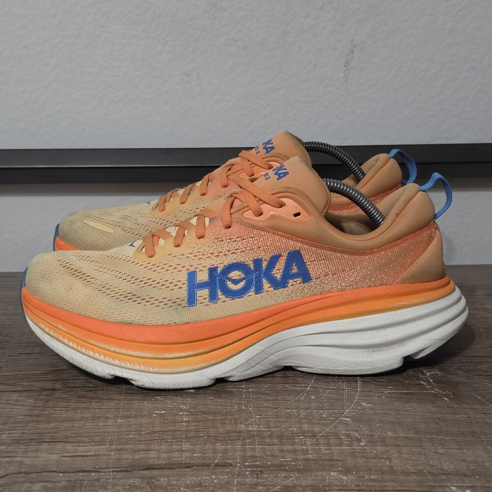 Hoka One One Bondi 8 Men's Athletic Running Shoes Sneakers Size 10.5 Orange